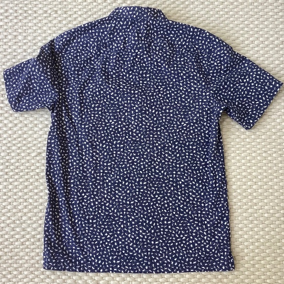 Theory Mens Button Down Irving Short Sleeve Shirt Cotton Small Navy Blue White - Picture 2 of 6